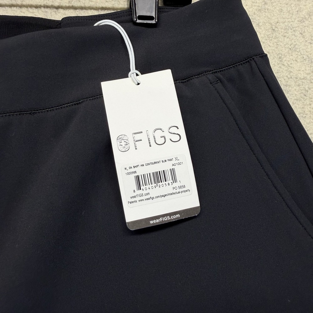 NWT FIGS On-Shift High Waisted ContourKnit Slim Pants XL Black Scrub Joggers‎ - Picture 4 of 11